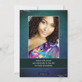 潰れた孔雀の両面卒業カード 案内状 (裏面)