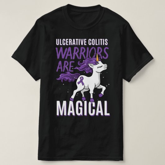 潰瘍性大腸炎認識度IBDユニコーンパープルリ Tシャツ (デザイン正面)