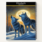 澄んだ狼が光る月明かりの下で吠える ノートブック (裏面)