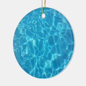 澄んだ青空の青いプールの水 セラミックオーナメント (左)