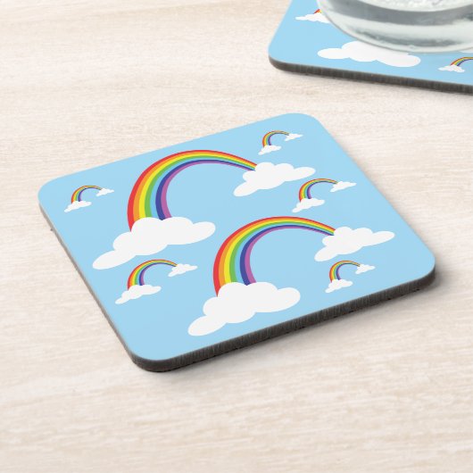 澄んな空、6のセットの虹そして雲 コースター (左側)