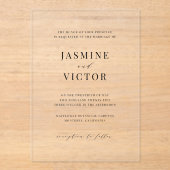 澄んクラシック結婚式招待状ミニマルカード アクリル招待状 (正面)