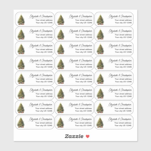 澄んクリスマス差出人住所カスタム透明 シール (シート)