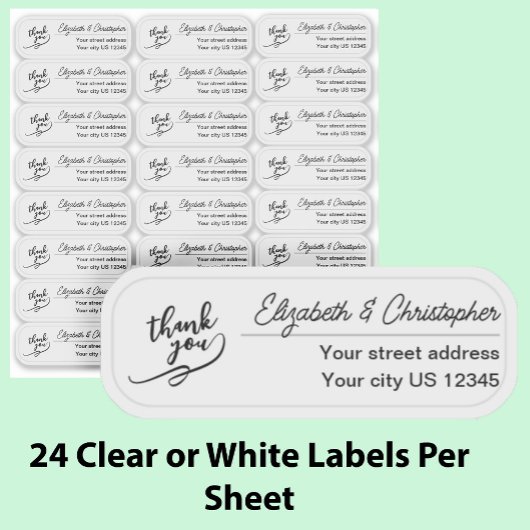 澄んサンキュー差出人住所カスタム透明 シール