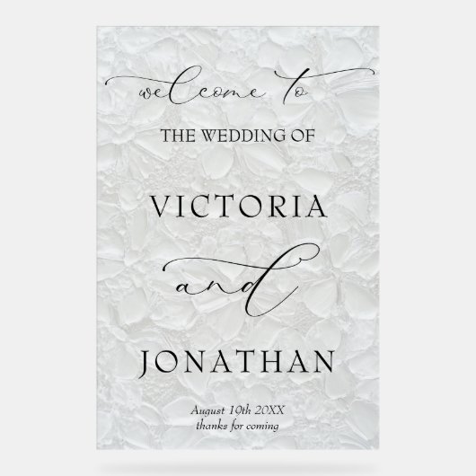 澄んモダンエレガントフローラ結婚へようこそ アクリルサイン (正面)