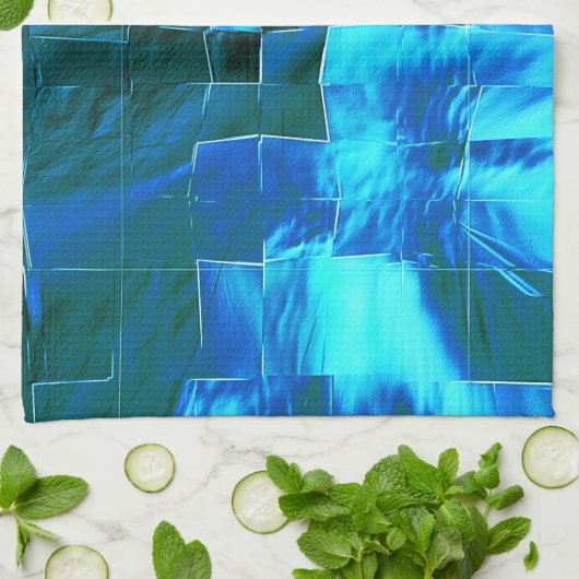 澄ん空モザイク抽象芸術メタリックテクスチャ キッチンタオル (折り畳み)