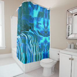 澄ん空モザイク抽象芸術メタリックテクスチャ シャワーカーテン