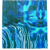 澄ん空モザイク抽象芸術メタリックテクスチャ シャワーカーテン (正面)