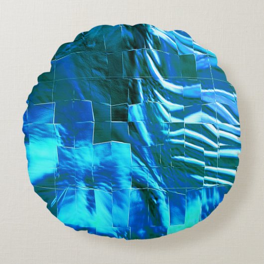 澄ん空モザイク抽象芸術メタリックテクスチャ ラウンドクッション (正面)