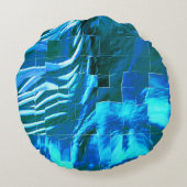 澄ん空モザイク抽象芸術メタリックテクスチャ ラウンドクッション (裏面)