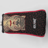 激しいアジアのストライプのタイガーの赤いドット黒 ゴルフヘッドカバー (正面)