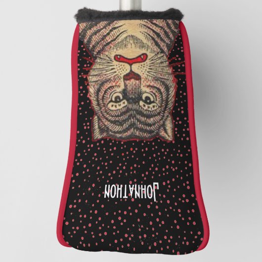 激しいアジアのストライプのタイガーの赤いドット黒 ゴルフヘッドカバー (回転90)