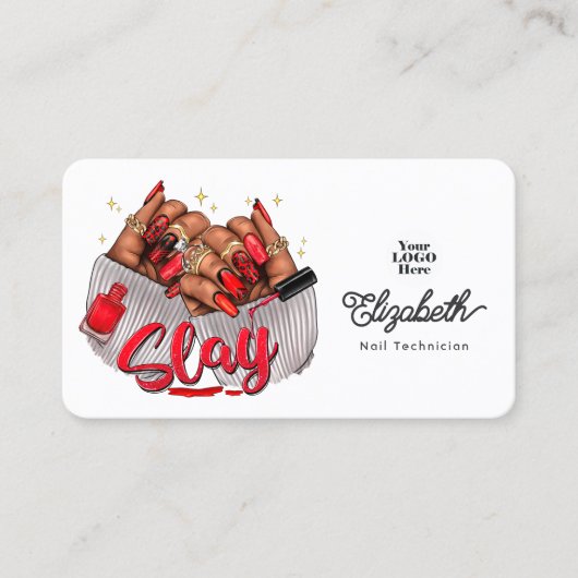 激しいアフリカ系アメリカ人「スライ」ネイルサロンブランディング 名刺 (正面)