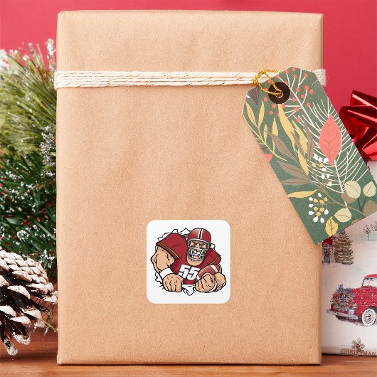 激しいアメリカンフットボール選手が突破 スクエアシール