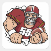 激しいアメリカンフットボール選手が突破 スクエアシール (正面)