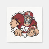 激しいアメリカンフットボール選手が突破 スタンダードカクテルナプキン (正面)