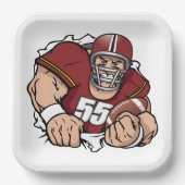 激しいアメリカンフットボール選手が突破 ペーパープレート (正面)