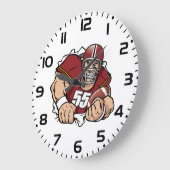 激しいアメリカンフットボール選手が突破 ラージ壁時計 (傾斜)