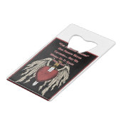 激しいアメリカ兵のボロボロのハート クレジットカード栓抜き (正面アングル)