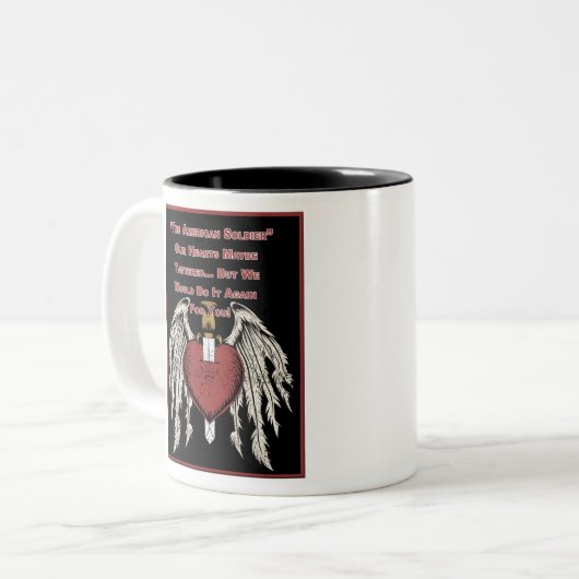 激しいアメリカ兵のボロボロのハート ツートーンマグカップ (正面左)