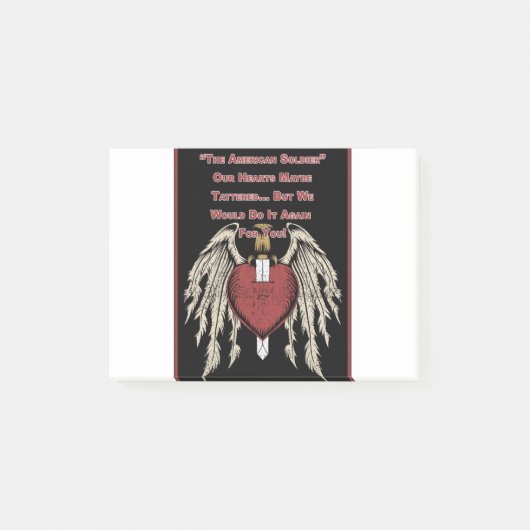 激しいアメリカ兵のボロボロのハート ポストイット (正面)