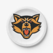 激しいアライグマはっきりしたマスコット野生動物グラフィック ペーパープレート (正面)