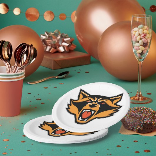 激しいアライグマはっきりしたマスコット野生動物グラフィック ペーパープレート