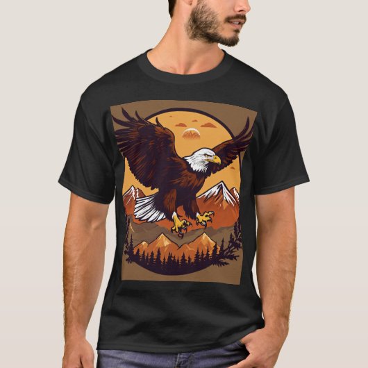 激しいイーグルタトゥーTシャツ – 複雑 Tシャツ (正面)