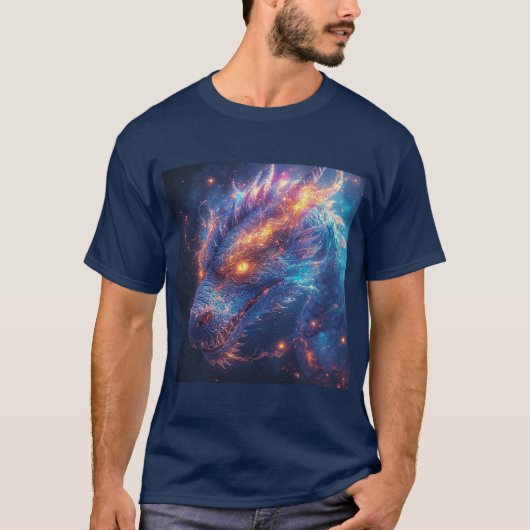 激しいエネルギーを放つ火竜の頭 Tシャツ (正面)