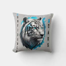 激しいエレガンス：青い目の白い虎の視線 クッション