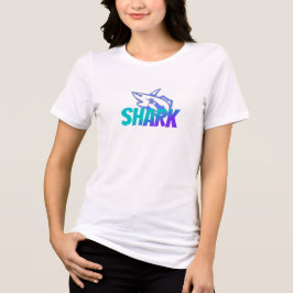 激しいグラデーションのサメロゴ | 堂々としたオーシャン トライブレンドＴシャツ