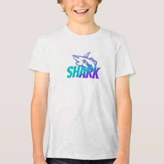 激しいグラデーションのサメロゴ | 大胆なオーシャン トライブレンドTシャツ