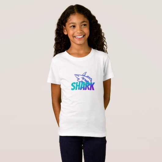 激しいグラデーションのサメロゴ | 強烈なオーシャンビジュアル Tシャツ (正面フル)