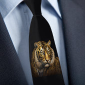 激しいタイガーオンブラックネクタイ ネクタイ