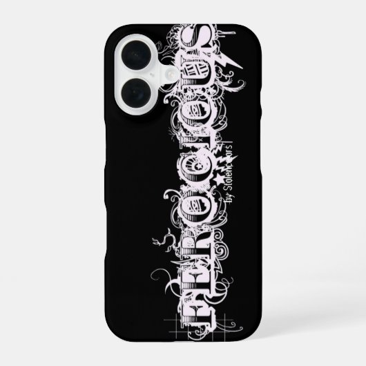 激しいタトゥータイポグラフィ iPhone 16ケース (裏面)