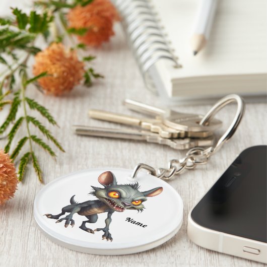 激しいチュパカブラアートスパイクファーファーファンタジー生物 キーホルダー (正面右)