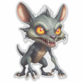 激しいチュパカブラアートスパイクファーファーファンタジー生物 シール (正面)