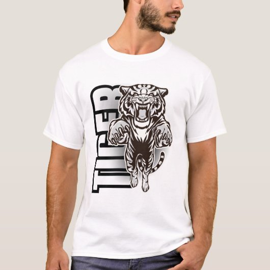 激しいトラの咆哮グラフィック Tシャツ (正面)