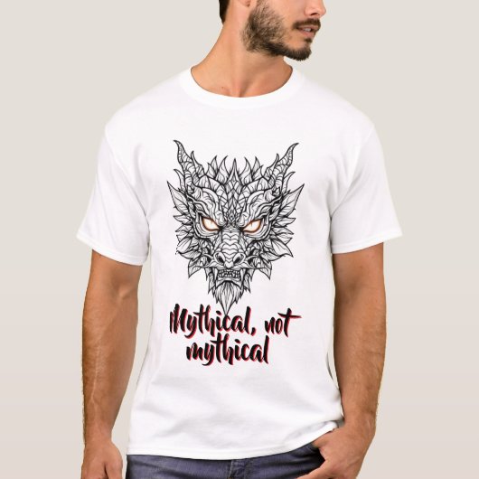激しいドラゴンヘッドラインアート Tシャツ (正面)