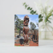 激しいハワイアン木井彫刻はがき ポストカード (スタンド正面)