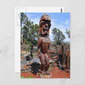 激しいハワイアン木井彫刻はがき ポストカード (正面/裏面)