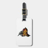 激しいバイキングの戦士の頭のノーズヘルメットと髭 ラゲッジタグ (正面縦)