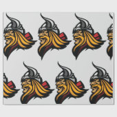 激しいバイキングの戦士の頭のノーズヘルメットと髭 ラッピングペーパー (フラット)