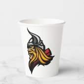 激しいバイキングの戦士の頭のノーズヘルメットと髭 紙コップ (正面)