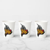 激しいバイキングの戦士の頭のノーズヘルメットと髭 紙コップ