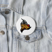 激しいバイキングの戦士の頭のノーズヘルメットと髭 缶バッジ (インサイチュ)