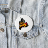 激しいバイキングの戦士の頭のノーズヘルメットと髭 缶バッジ