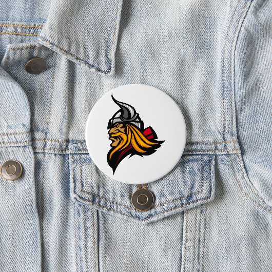 激しいバイキングの戦士の頭のノーズヘルメットと髭 缶バッジ