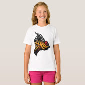 激しいバイキングの戦士の頭のノーズヘルメットと髭 Tシャツ (正面フル)