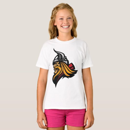 激しいバイキングの戦士の頭のノーズヘルメットと髭 Tシャツ